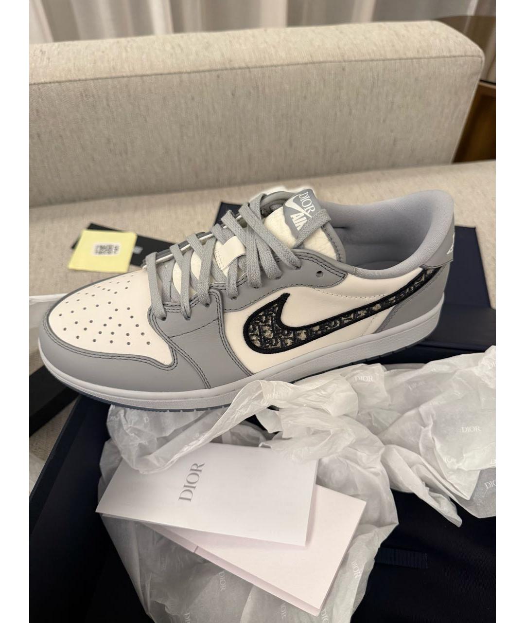 CHRISTIAN DIOR Серые кожаные низкие кроссовки / кеды, фото 6