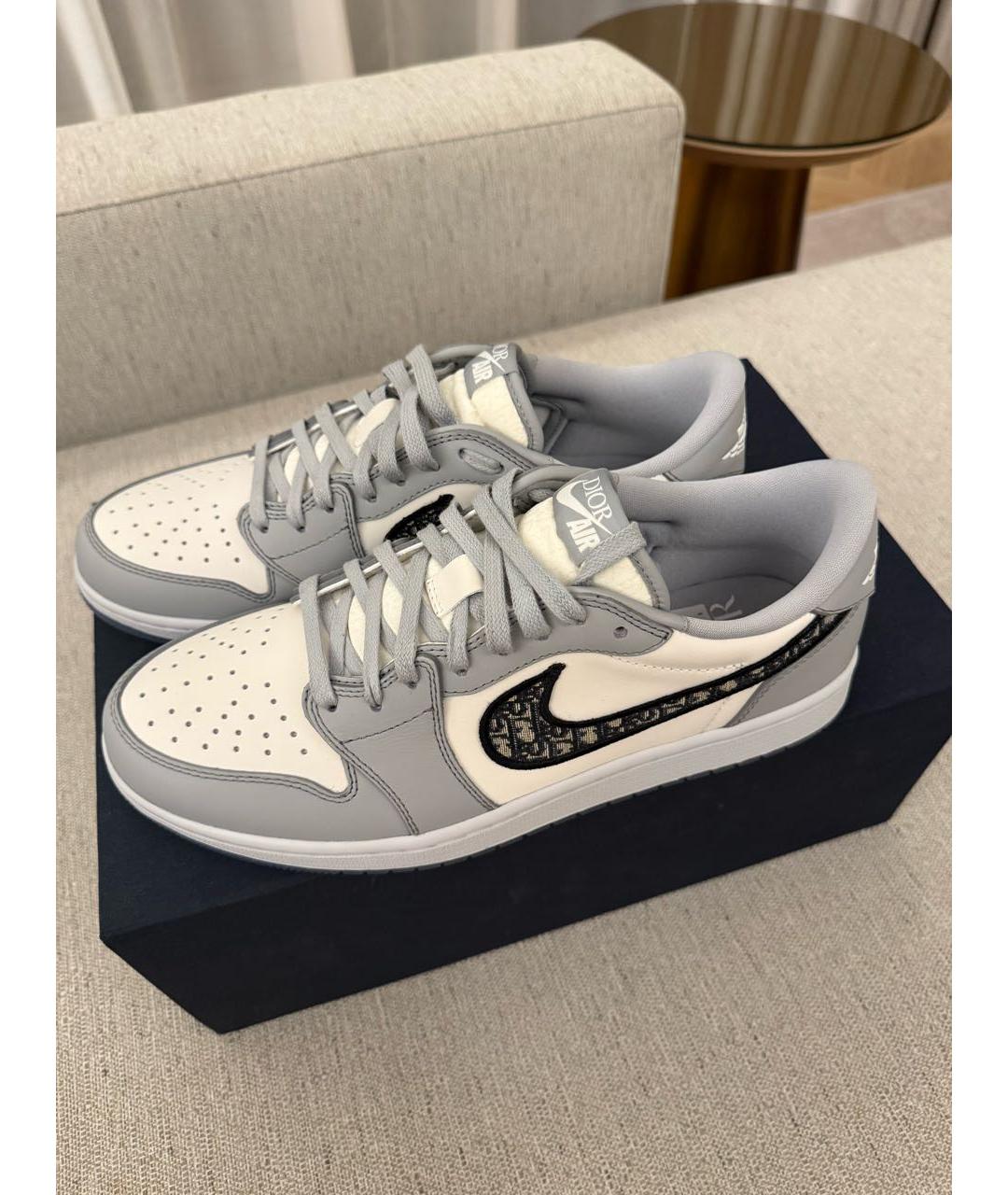 CHRISTIAN DIOR Серые кожаные низкие кроссовки / кеды, фото 3