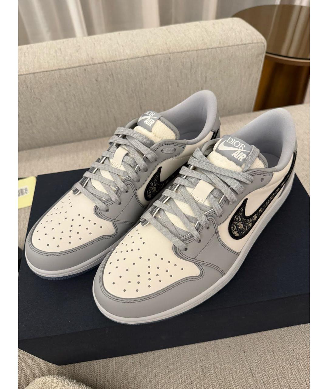 CHRISTIAN DIOR Серые кожаные низкие кроссовки / кеды, фото 2