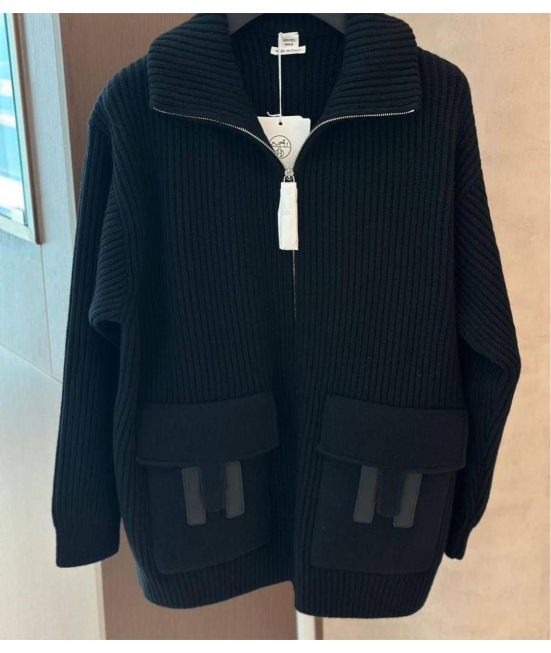 HERMES Черный шерстяной кардиган, фото 3