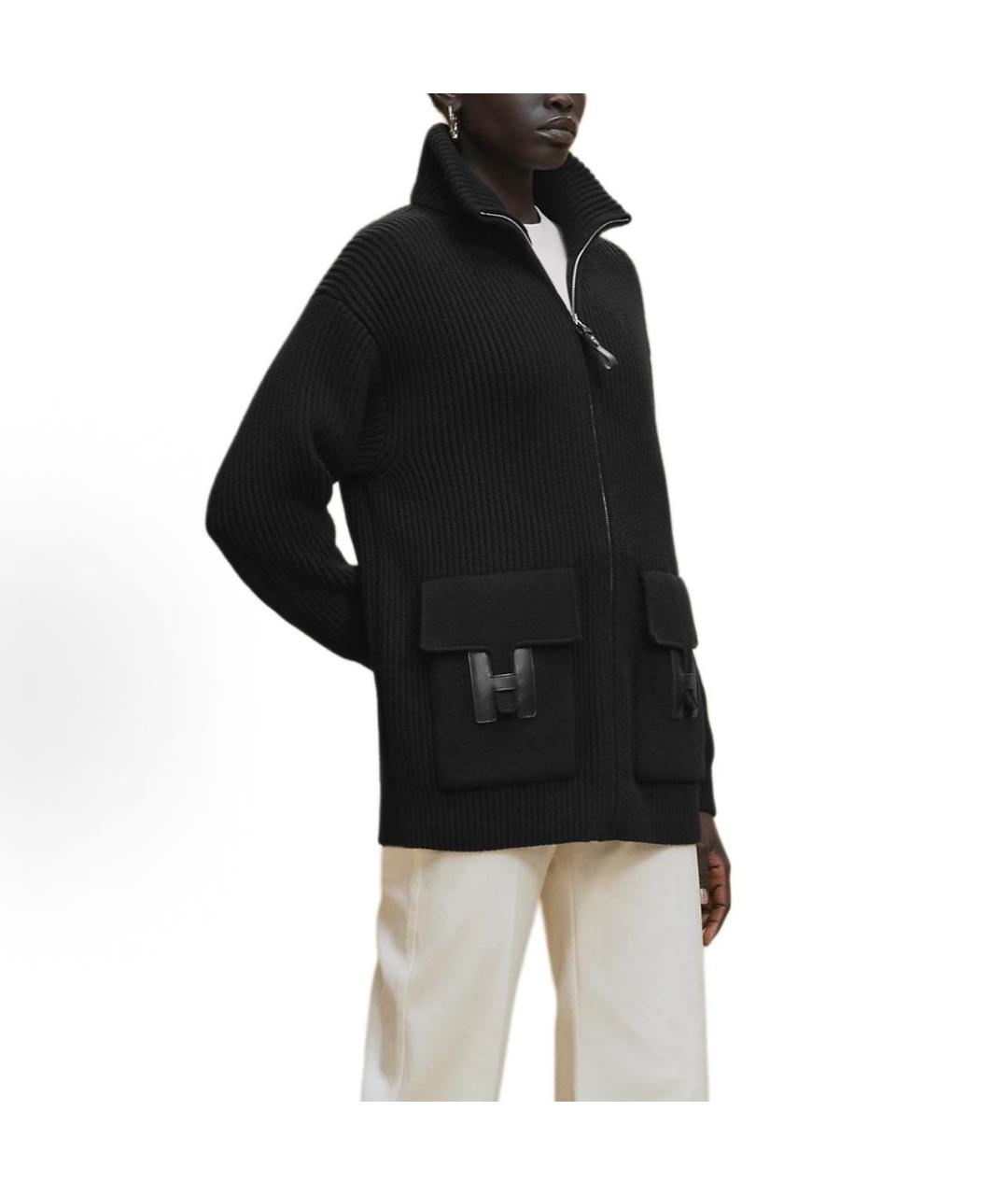 HERMES Черный шерстяной кардиган, фото 2