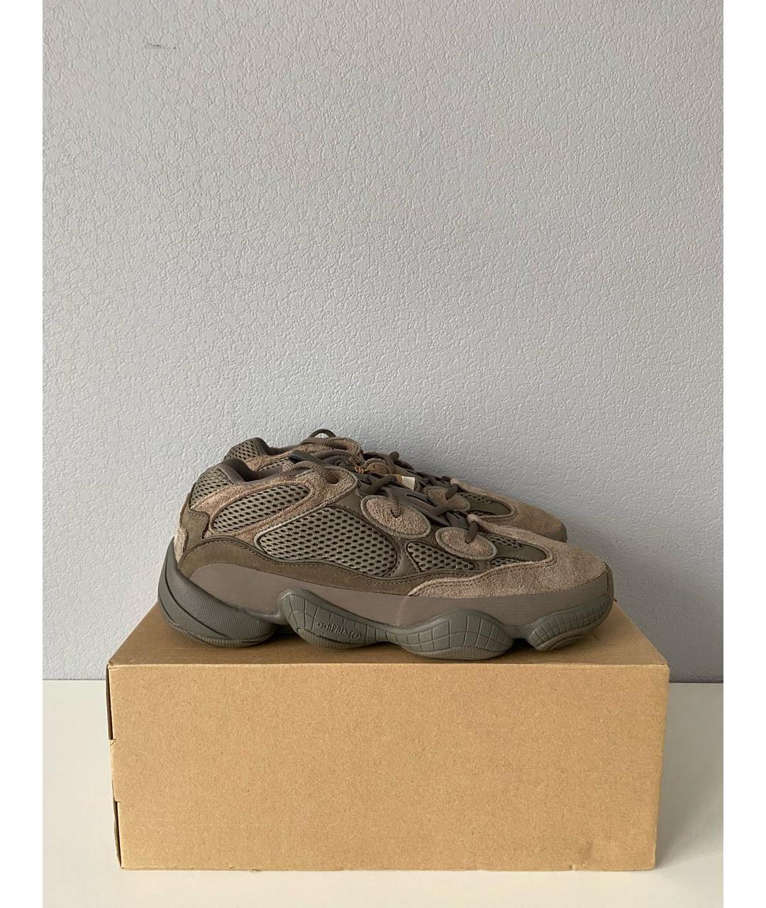 ADIDAS YEEZY Коричневые замшевые кроссовки, фото 4