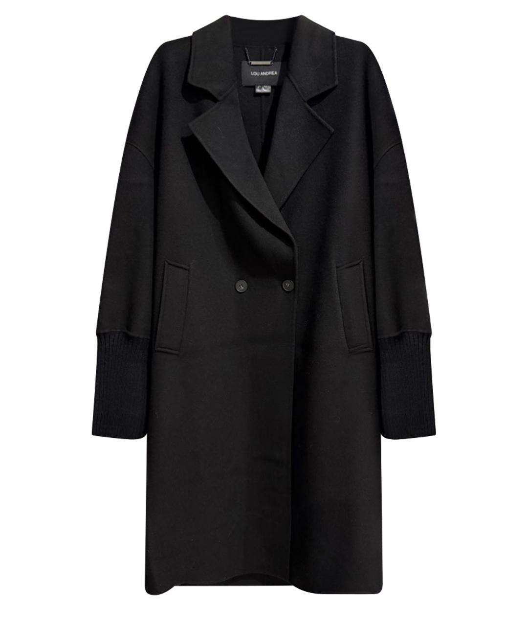 LOU ANDREA Черное шерстяное пальто, фото 5