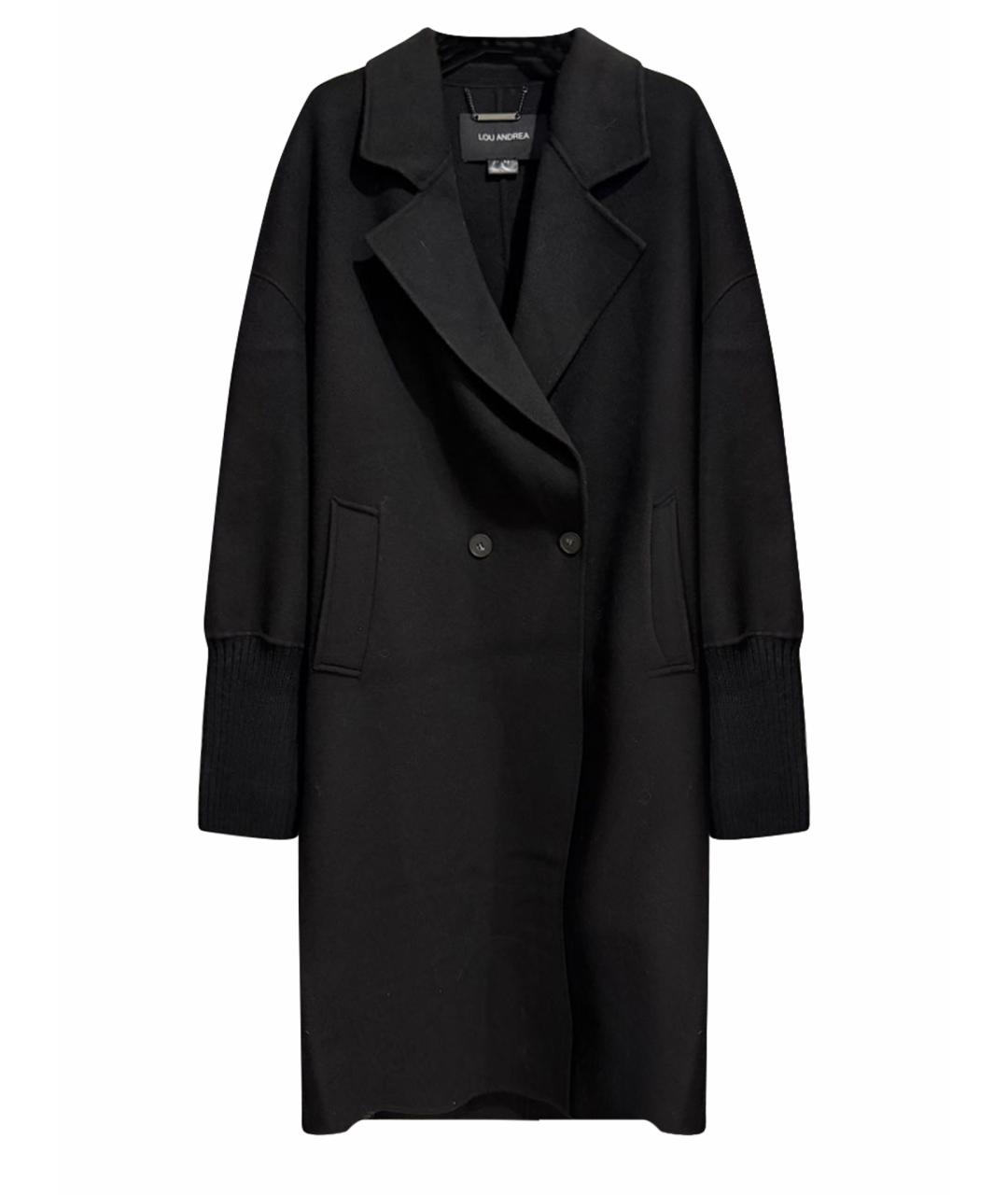 LOU ANDREA Черное шерстяное пальто, фото 1
