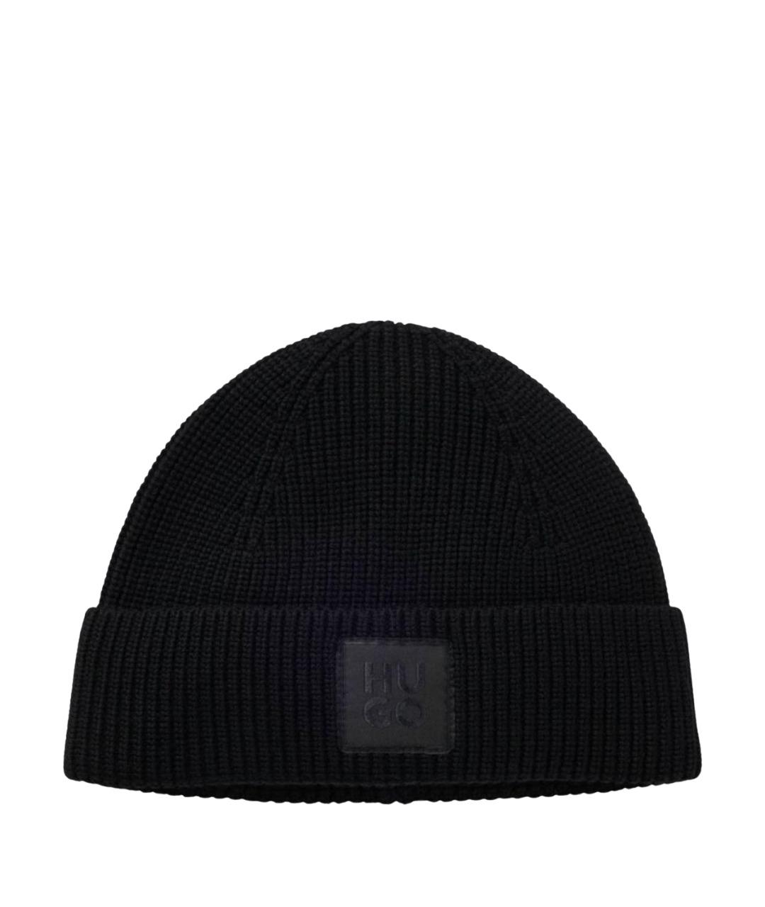HUGO Черная шерстяная шапка, фото 1