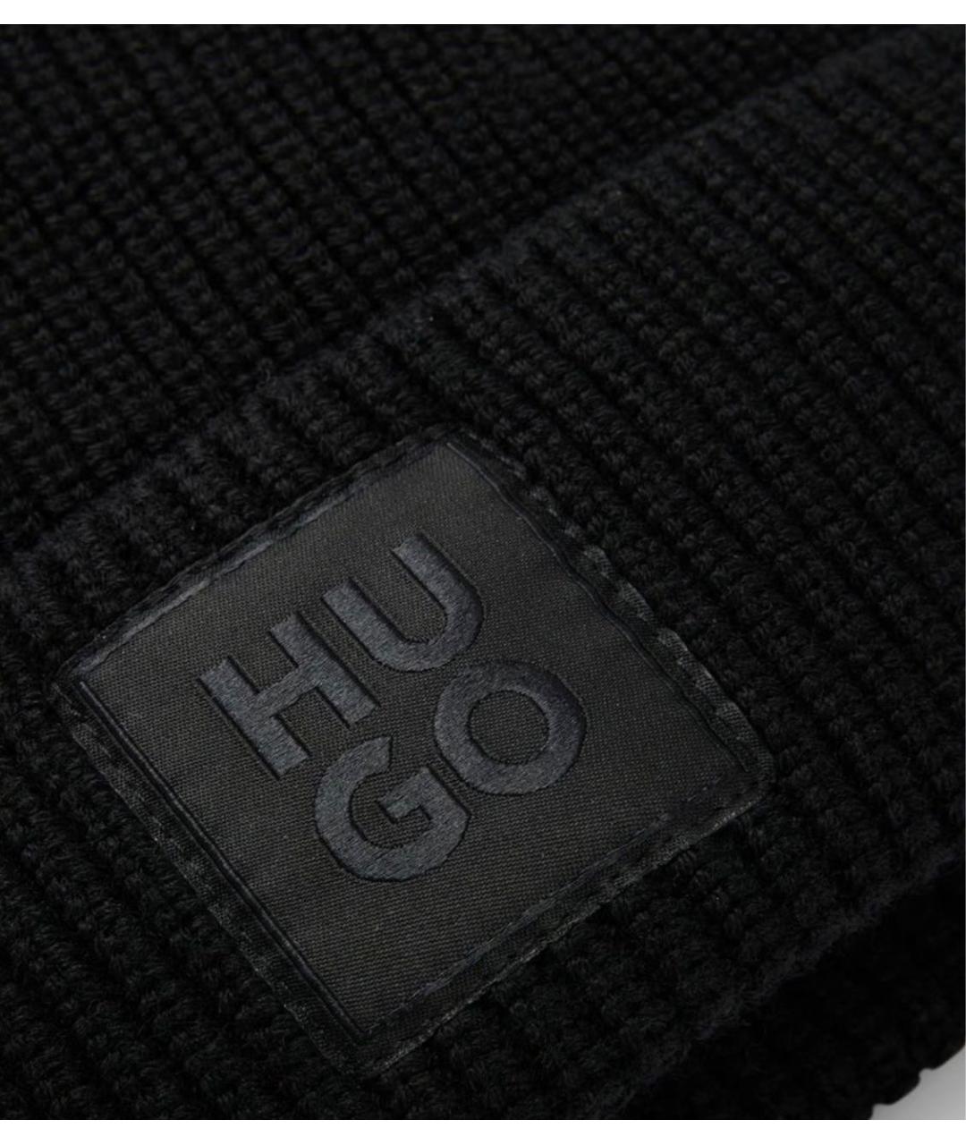 HUGO Черная шерстяная шапка, фото 3