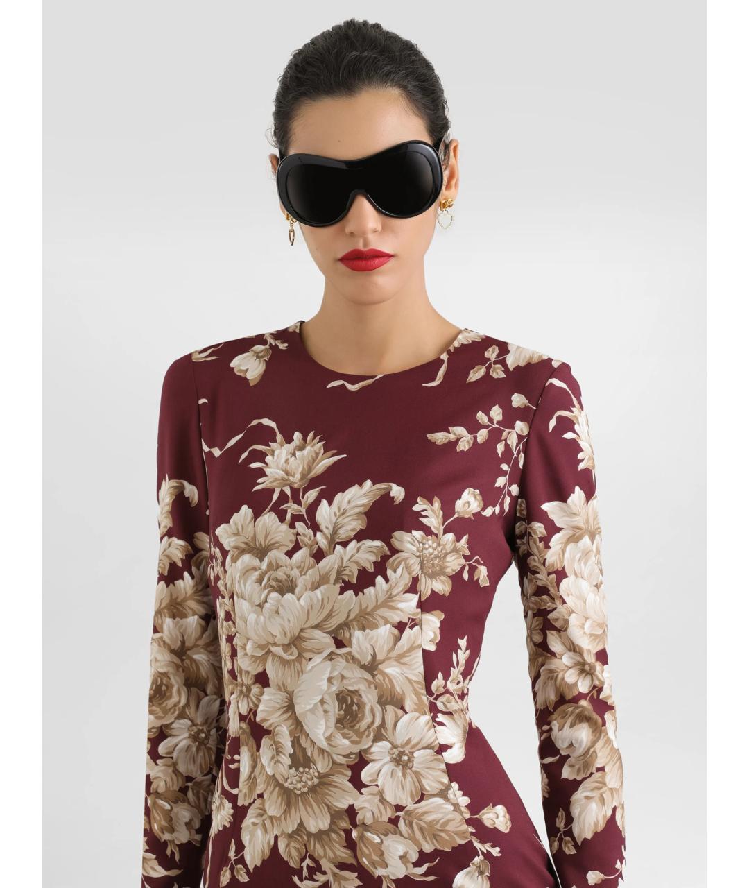 DOLCE&GABBANA Бордовое шелковое повседневное платье, фото 3