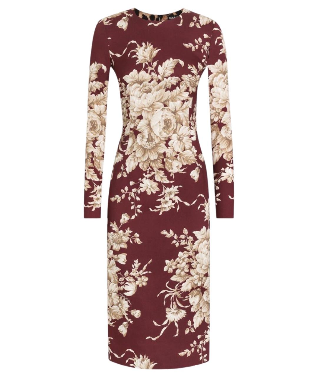 DOLCE&GABBANA Бордовое шелковое повседневное платье, фото 1