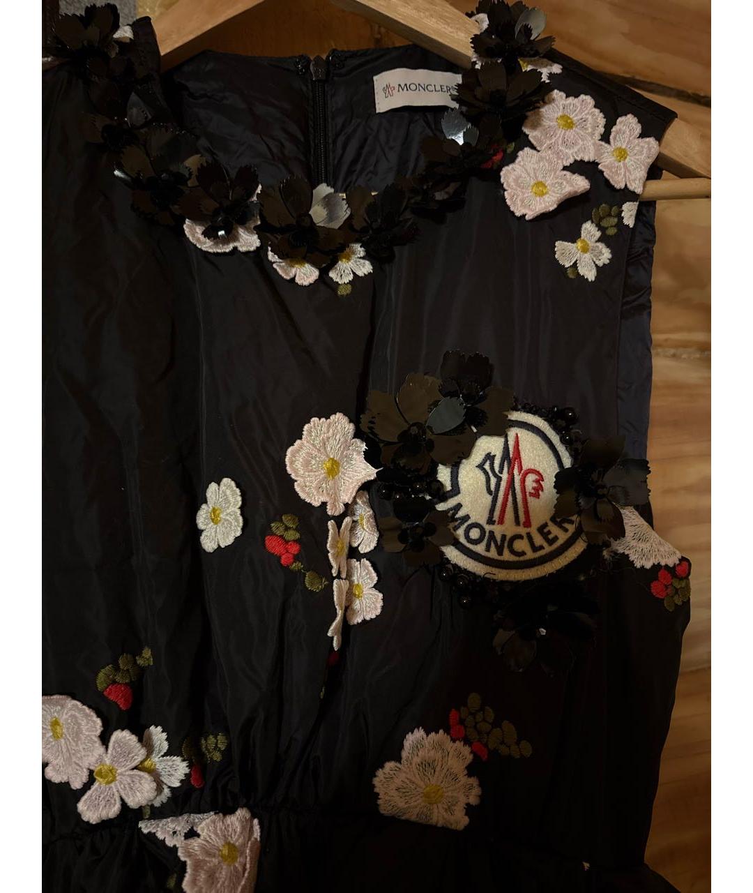 MONCLER Черный полиэстеровый пуховик, фото 4