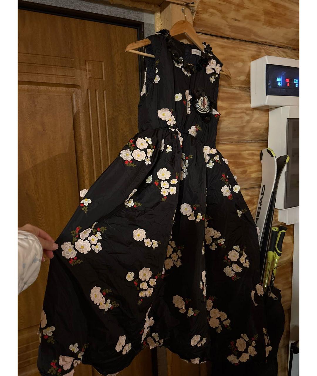 MONCLER Черный полиэстеровый пуховик, фото 5