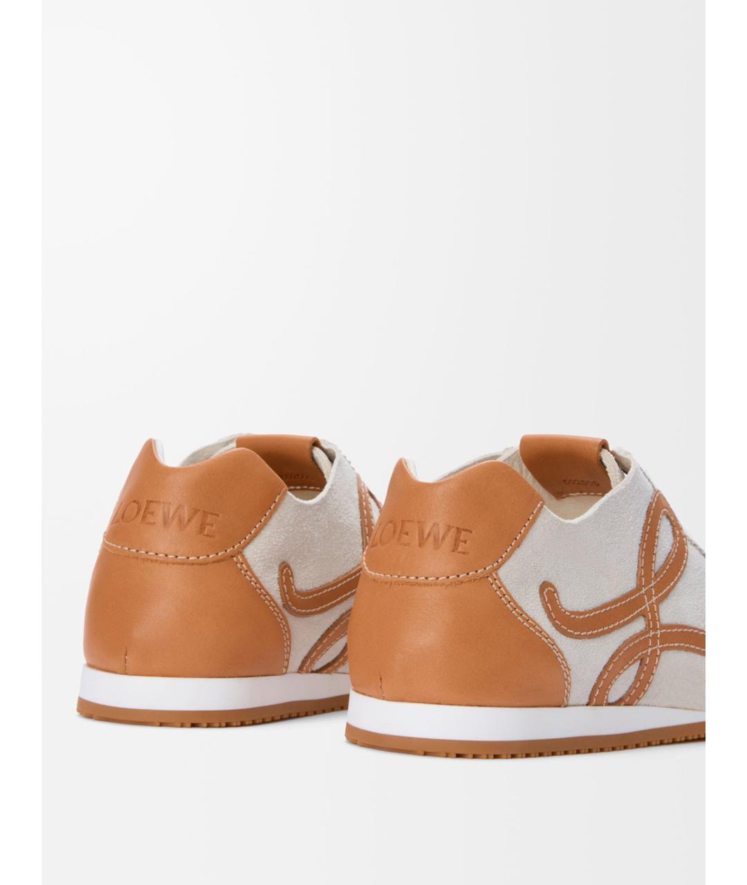 LOEWE Бежевые текстильные кроссовки, фото 4