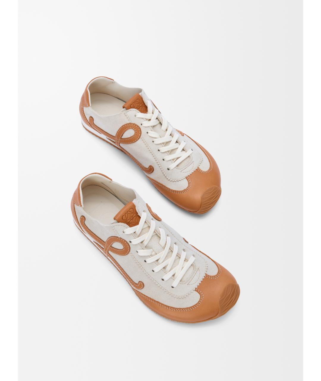 LOEWE Бежевые текстильные кроссовки, фото 3