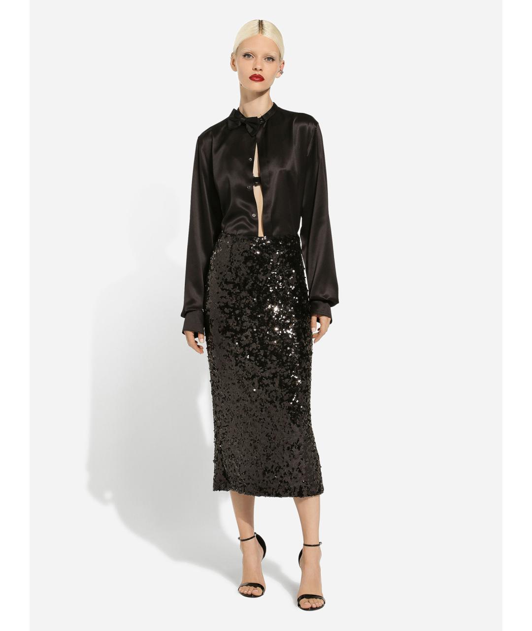 DOLCE&GABBANA Черная полиамидовая юбка миди, фото 2