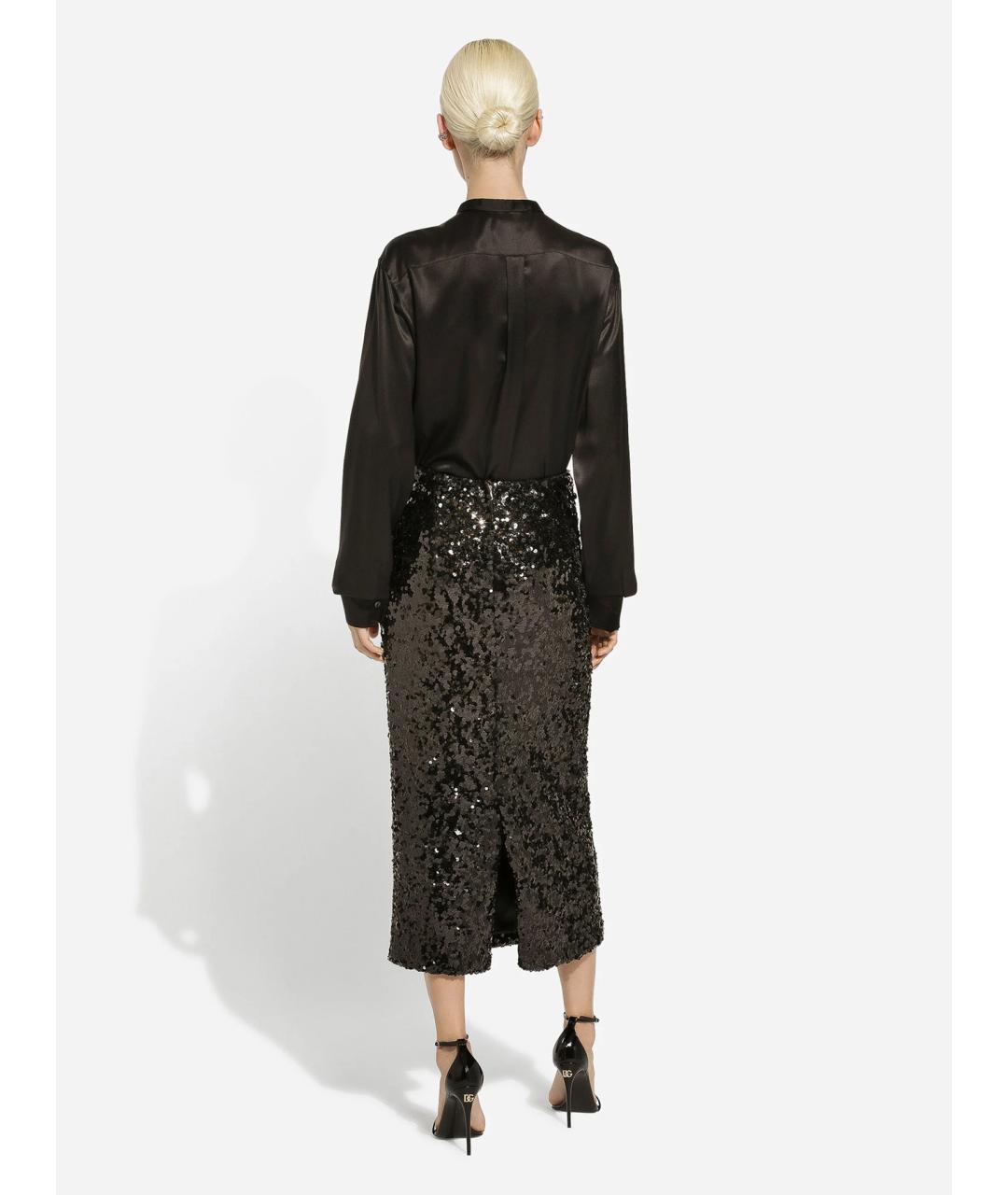 DOLCE&GABBANA Черная полиамидовая юбка миди, фото 4