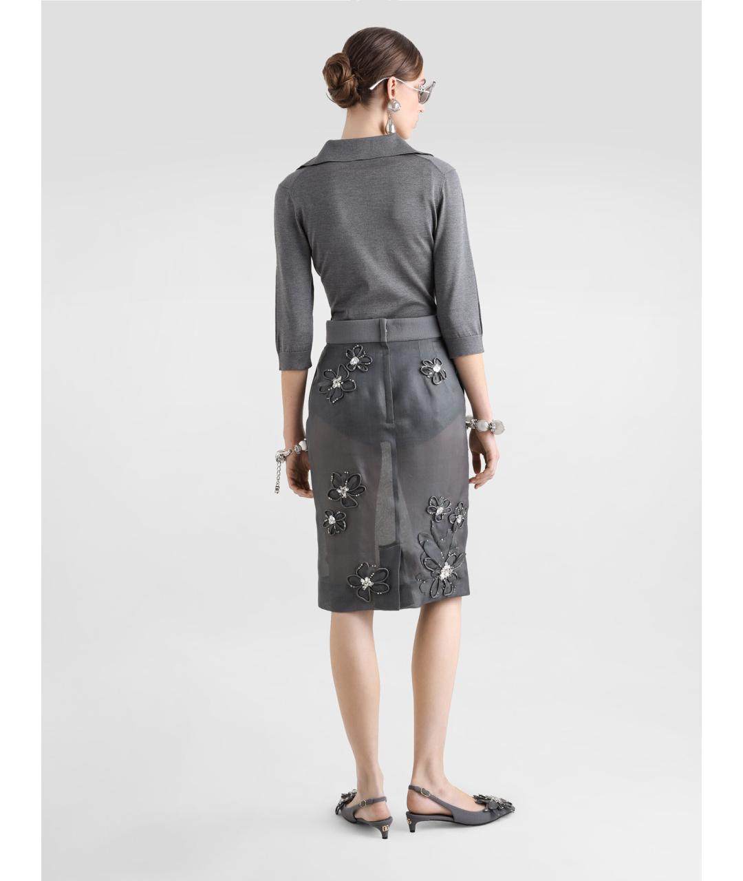 DOLCE&GABBANA Серый шелковый джемпер / свитер, фото 4