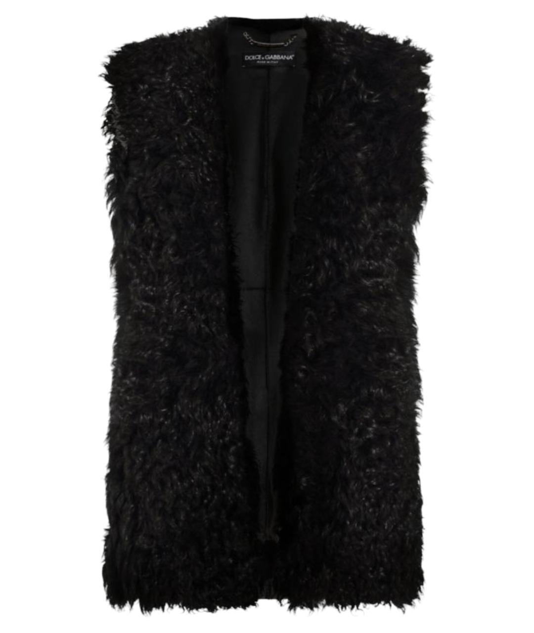 DOLCE&GABBANA Черный меховой жилет, фото 1