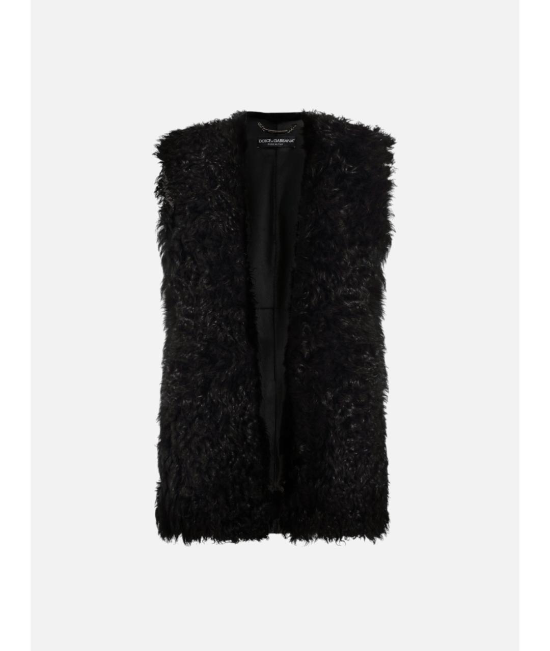 DOLCE&GABBANA Черный меховой жилет, фото 5