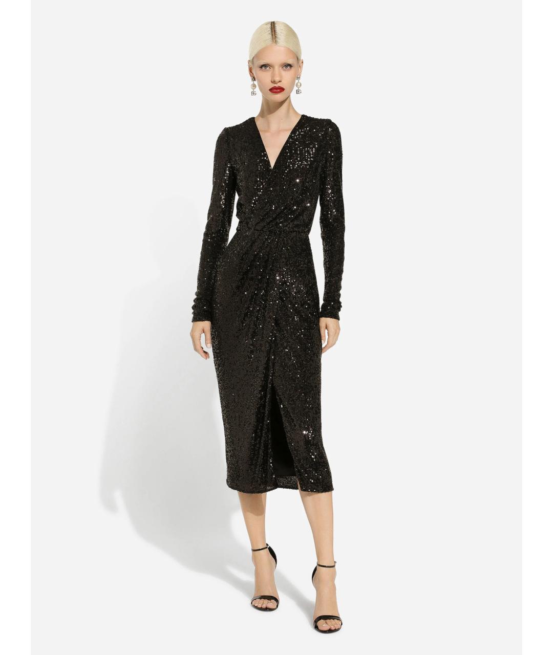 DOLCE&GABBANA Черное полиэстеровое повседневное платье, фото 2