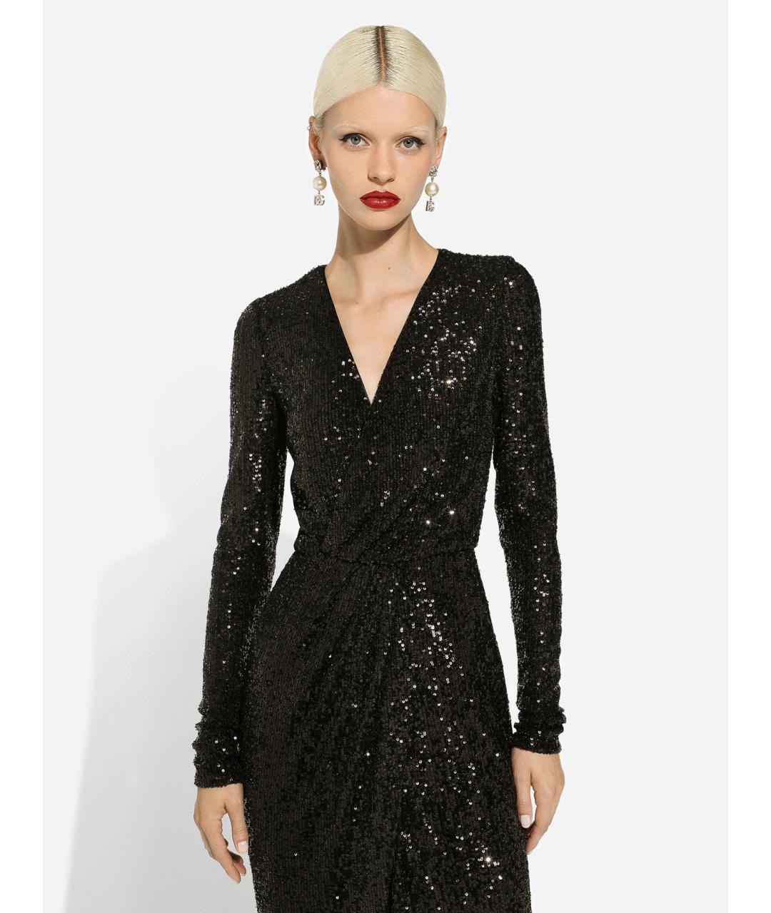 DOLCE&GABBANA Черное полиэстеровое повседневное платье, фото 3