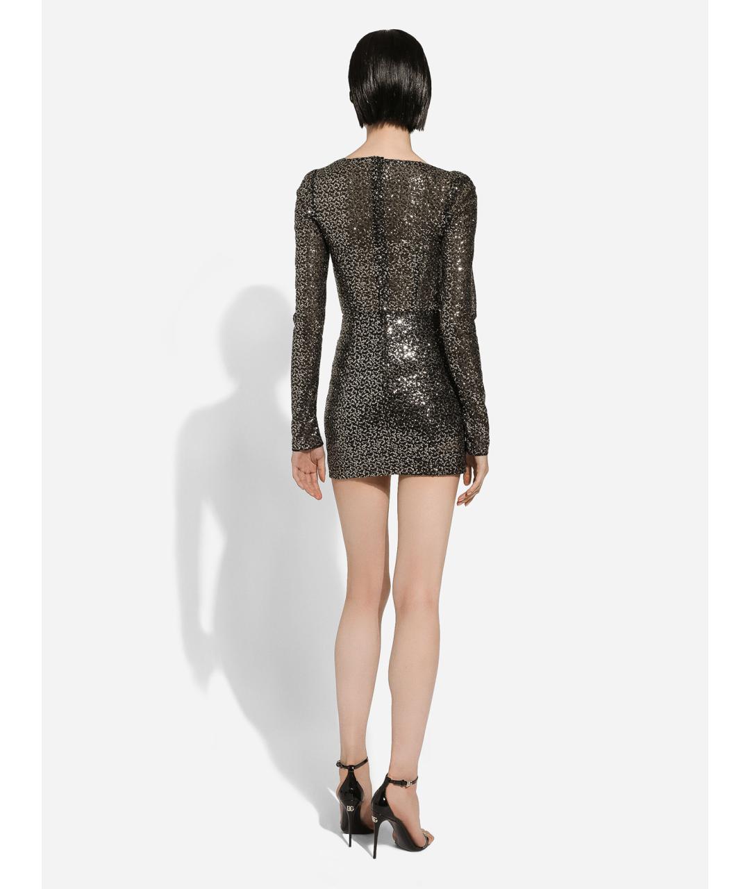 DOLCE&GABBANA Черное полиэстеровое повседневное платье, фото 4