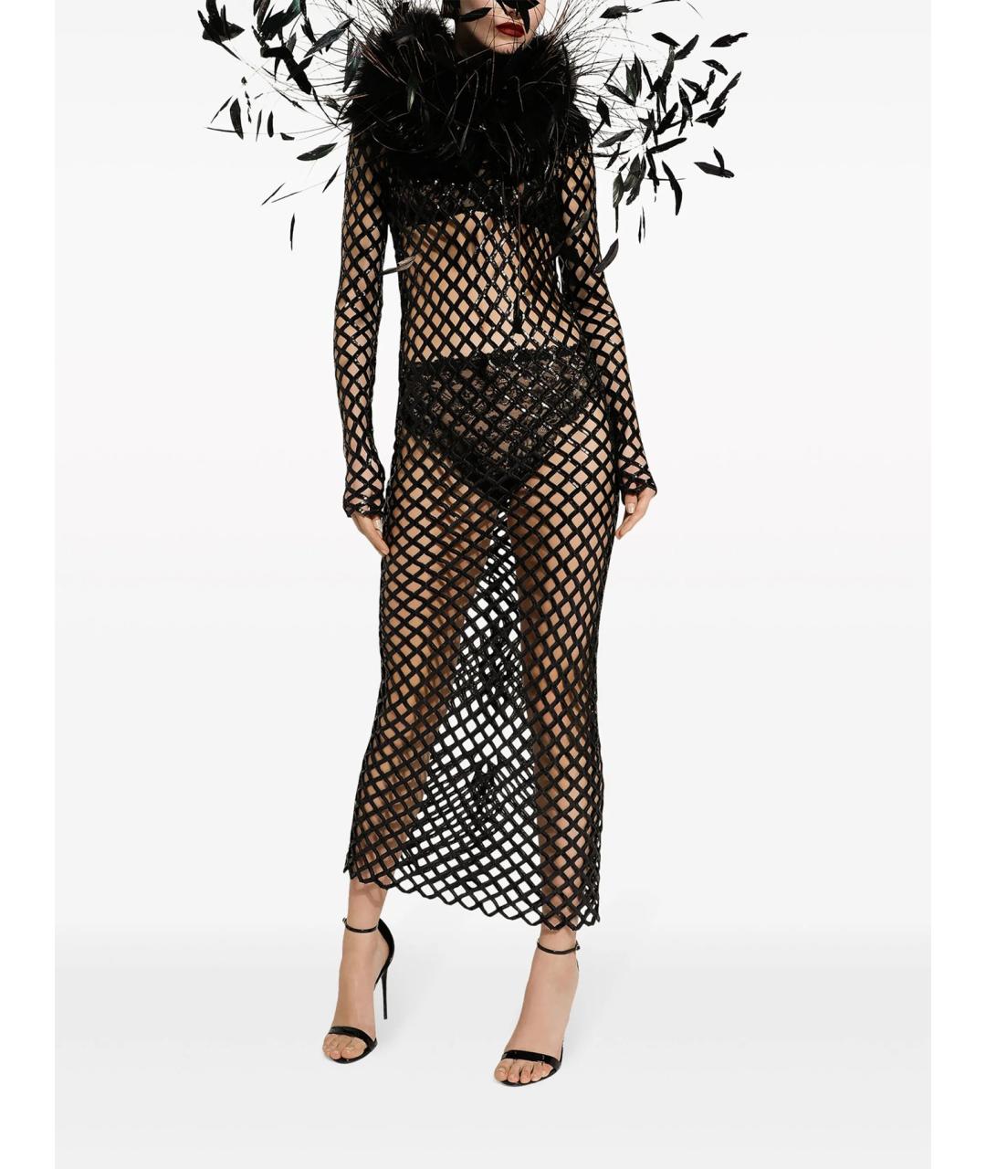 DOLCE&GABBANA Черное полиэстеровое коктейльное платье, фото 2