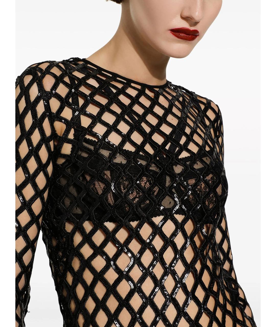 DOLCE&GABBANA Черное полиэстеровое коктейльное платье, фото 3