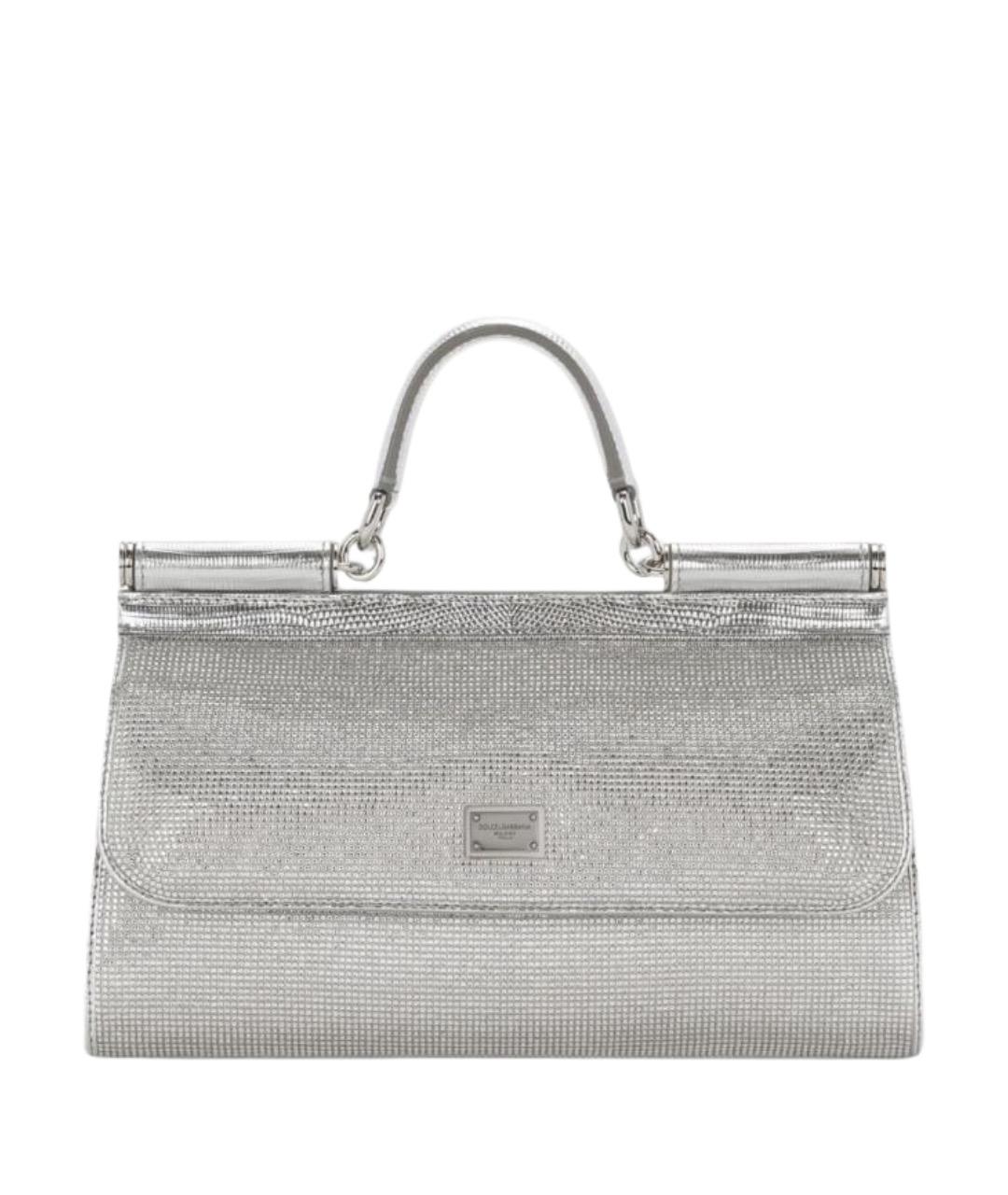 DOLCE&GABBANA Серебряная тканевая сумка с короткими ручками, фото 1