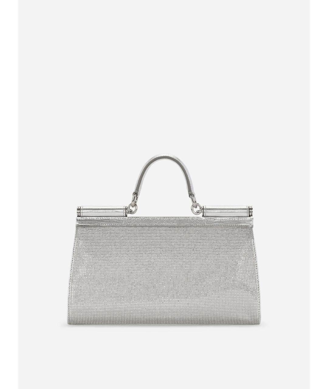 DOLCE&GABBANA Серебряная тканевая сумка с короткими ручками, фото 4