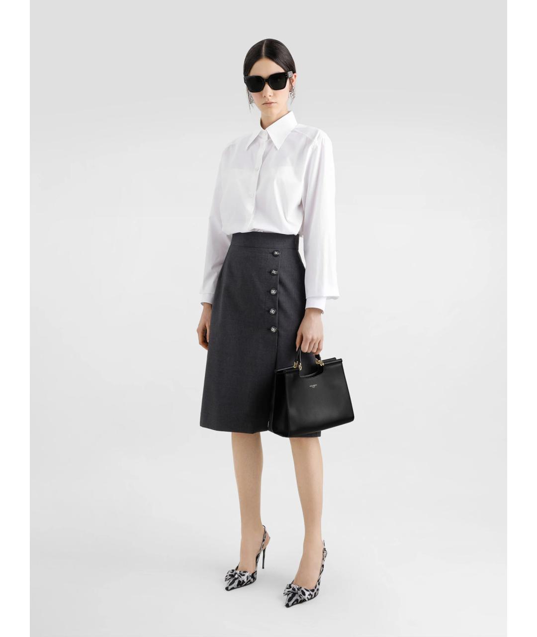 DOLCE&GABBANA Черная кожаная сумка с короткими ручками, фото 2