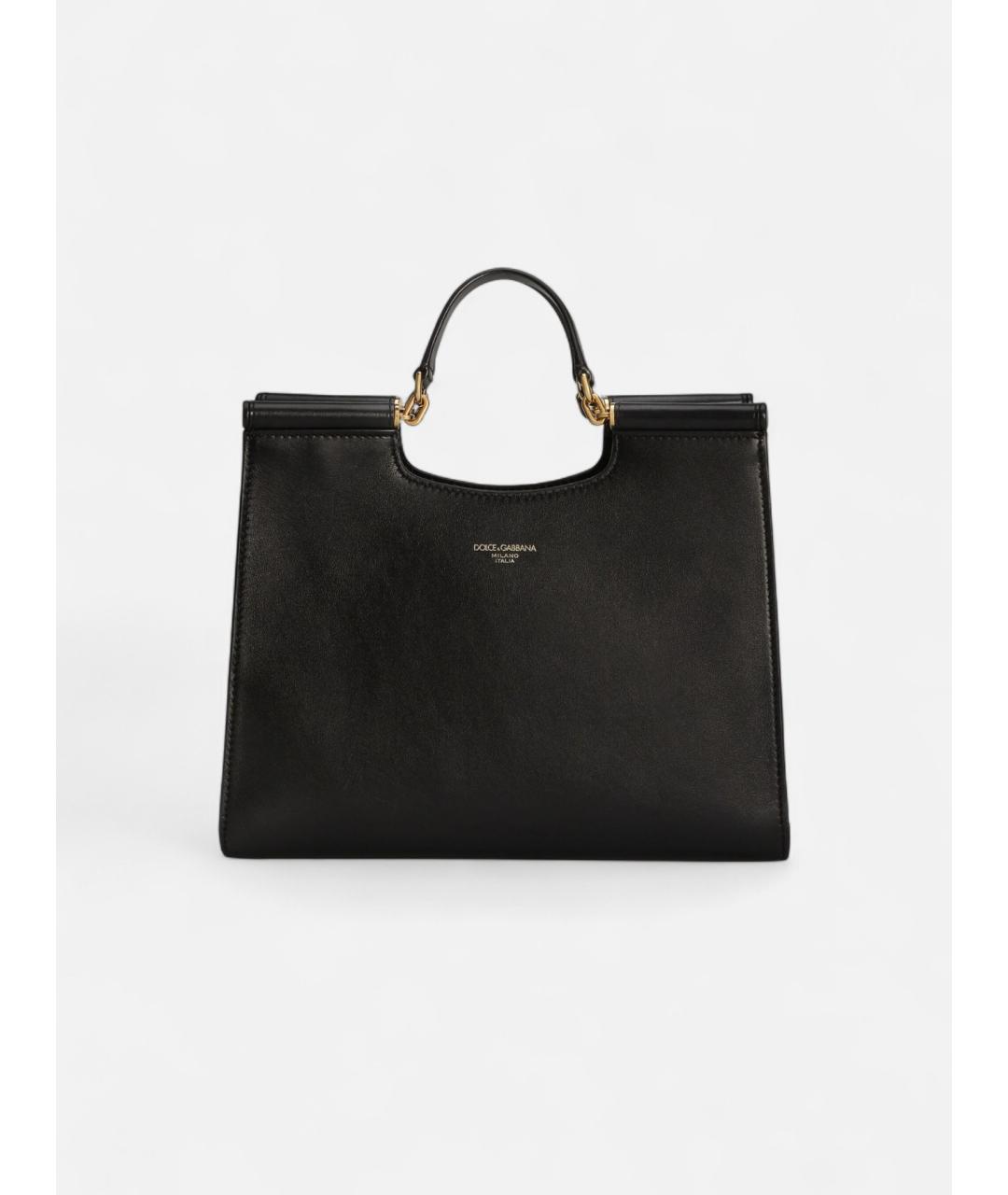DOLCE&GABBANA Черная кожаная сумка с короткими ручками, фото 5