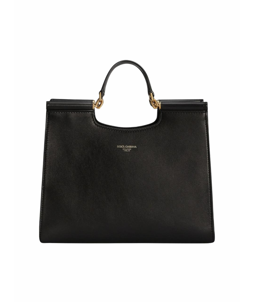 DOLCE&GABBANA Черная кожаная сумка с короткими ручками, фото 1