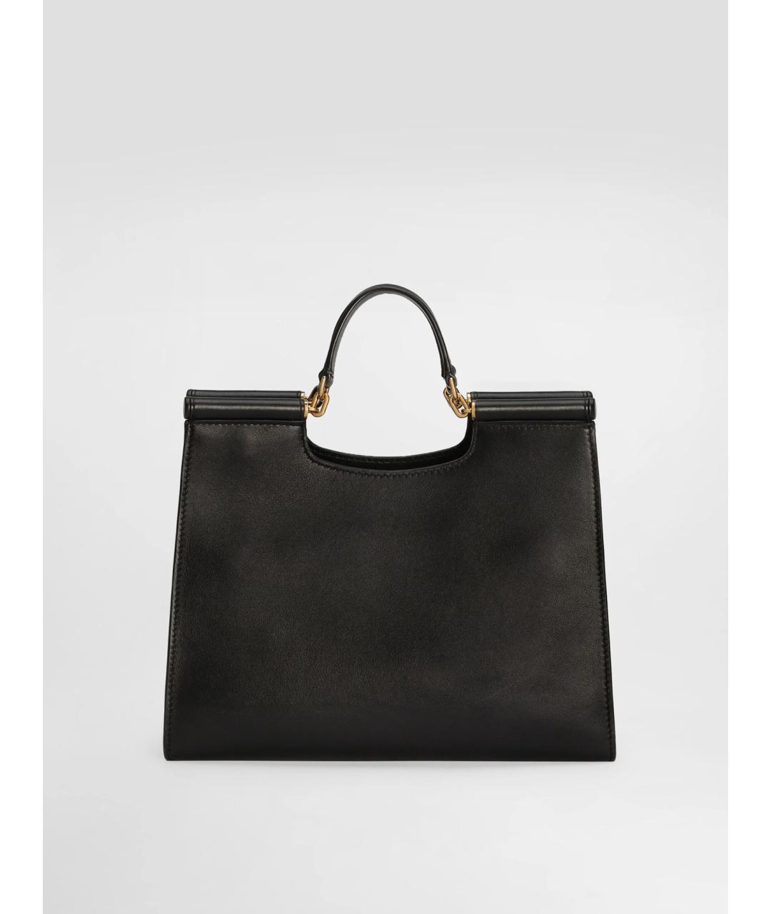 DOLCE&GABBANA Черная кожаная сумка с короткими ручками, фото 4
