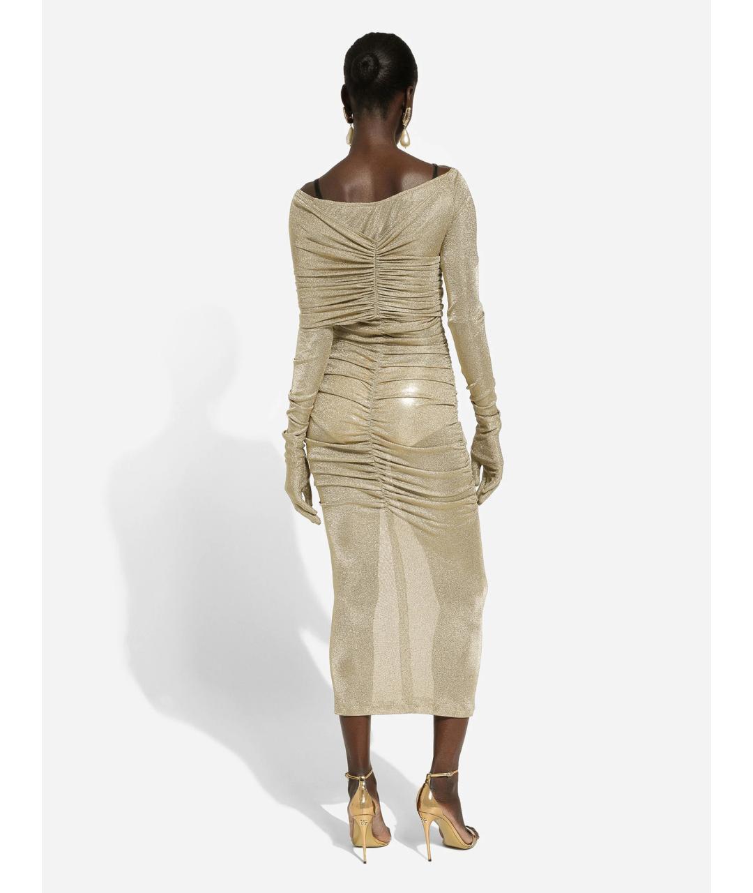 DOLCE&GABBANA Золотое вискозное вечернее платье, фото 4