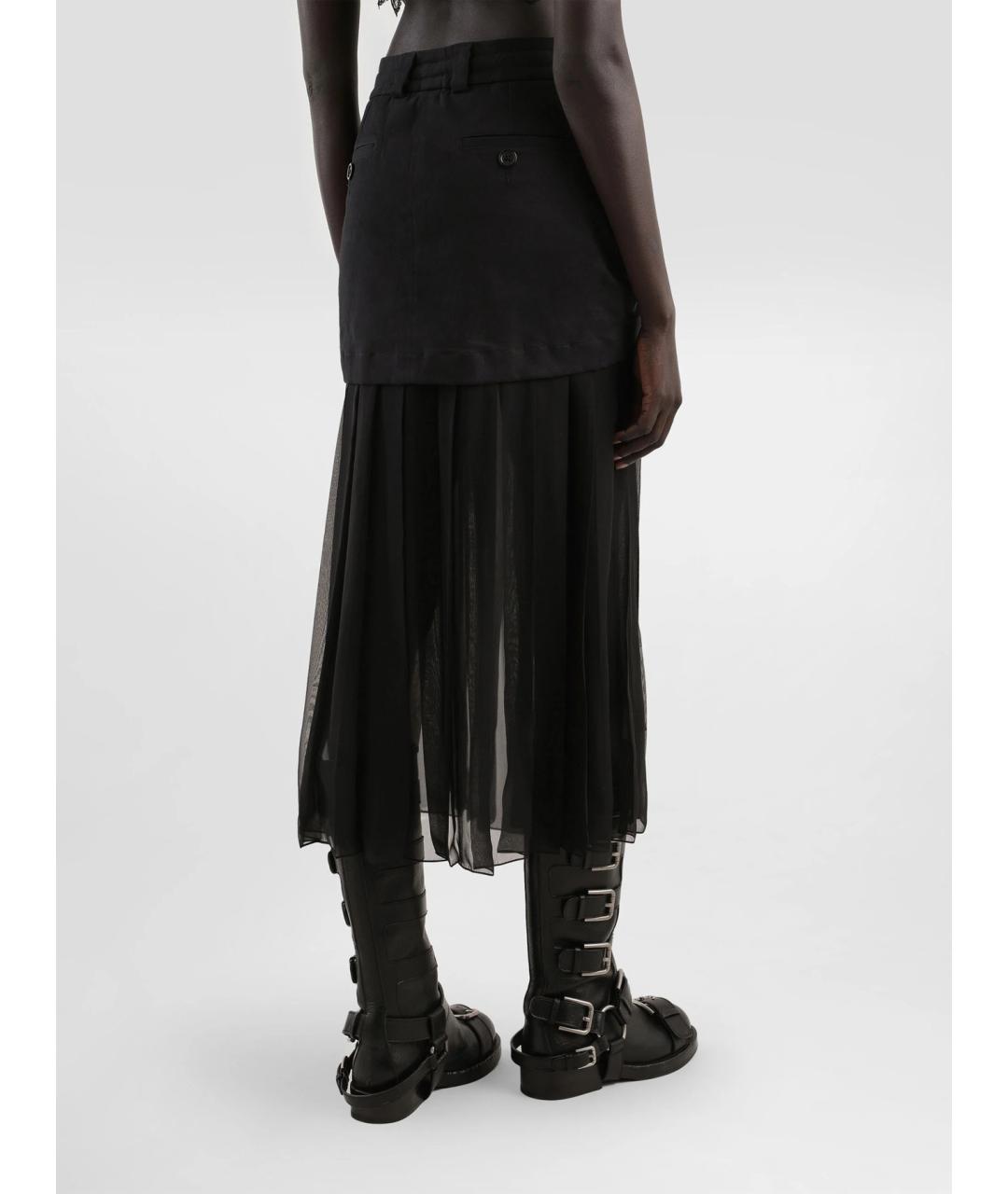 DOLCE&GABBANA Черная шелковая юбка миди, фото 4