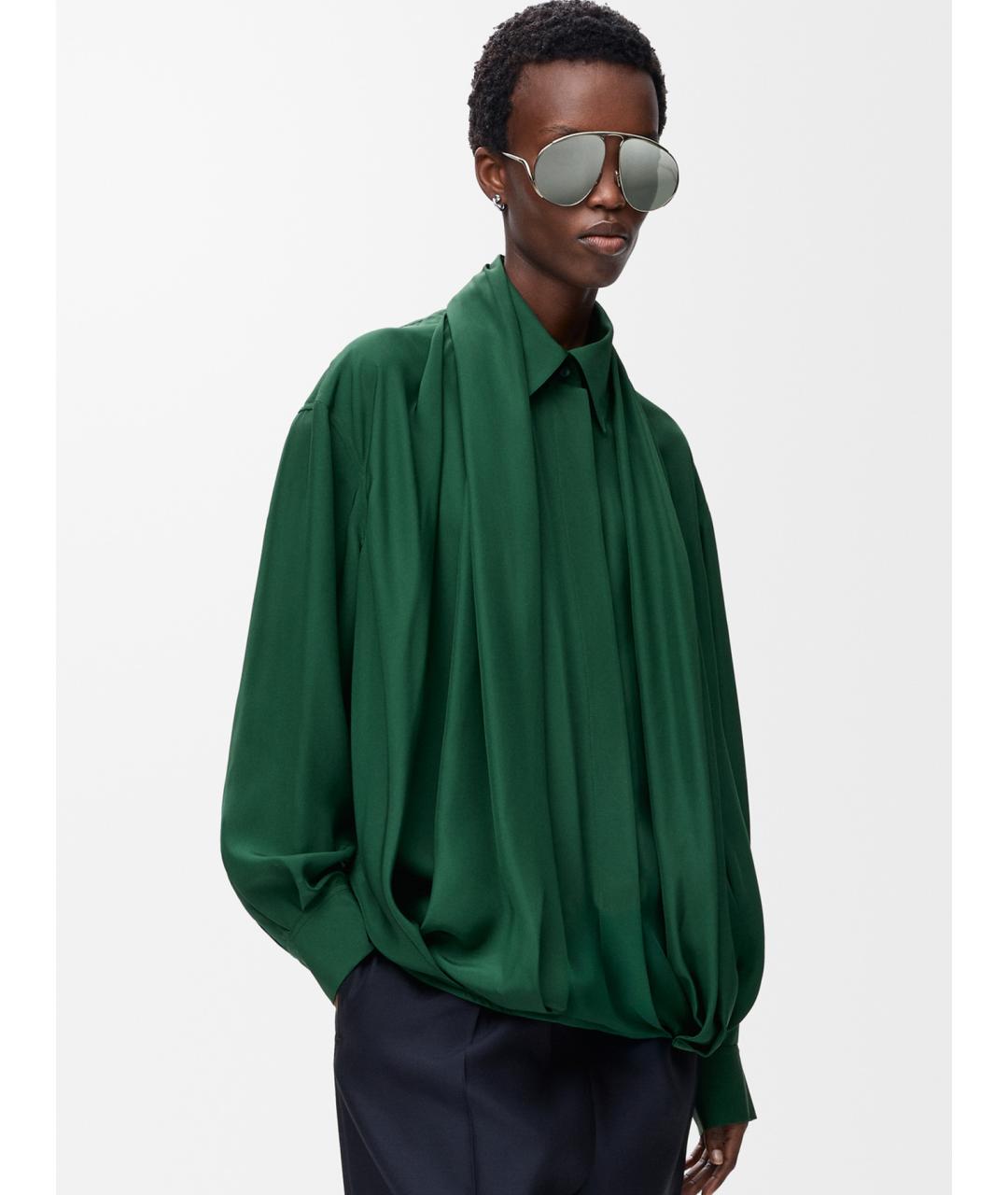 LOEWE Зеленая шелковая рубашка, фото 3