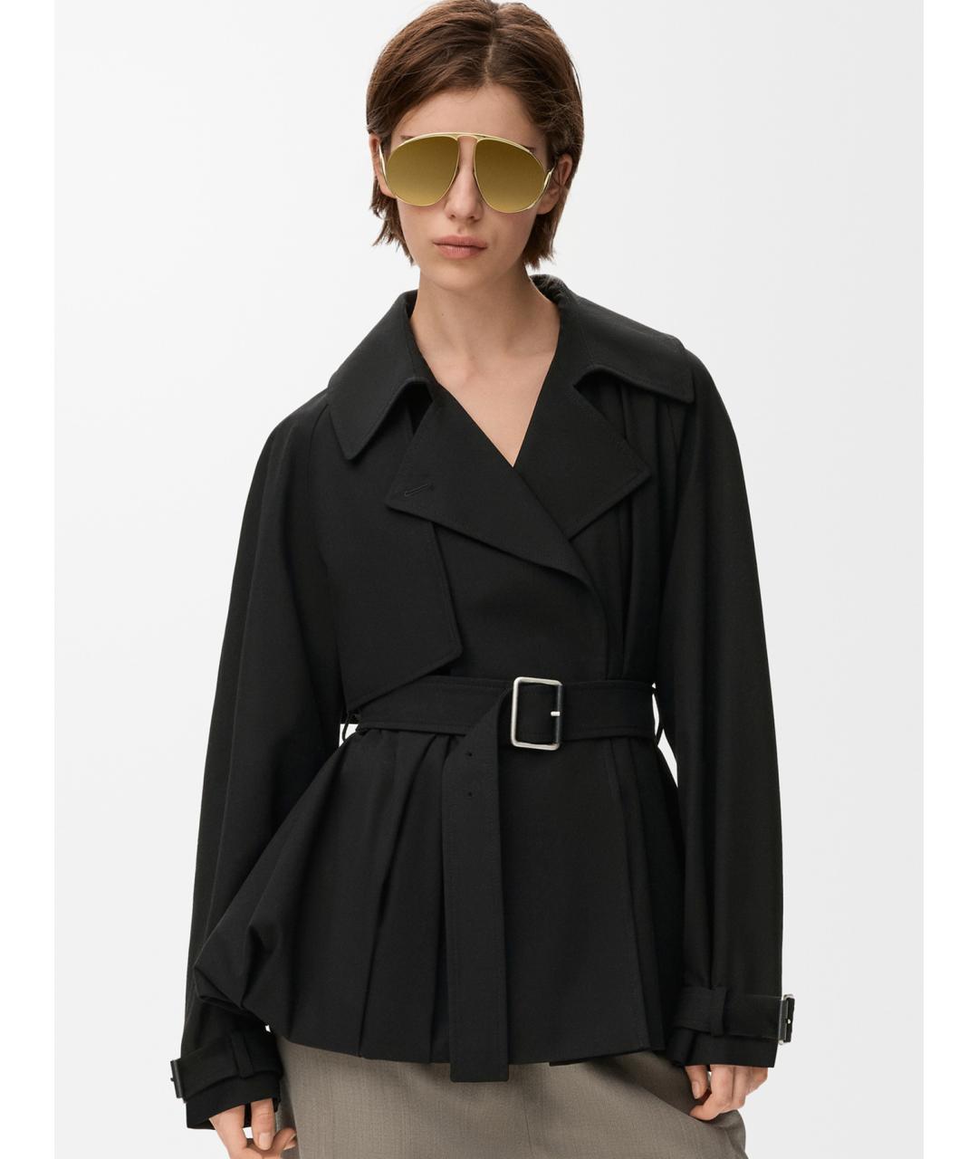 LOEWE Черный хлопковый тренч/плащ, фото 2