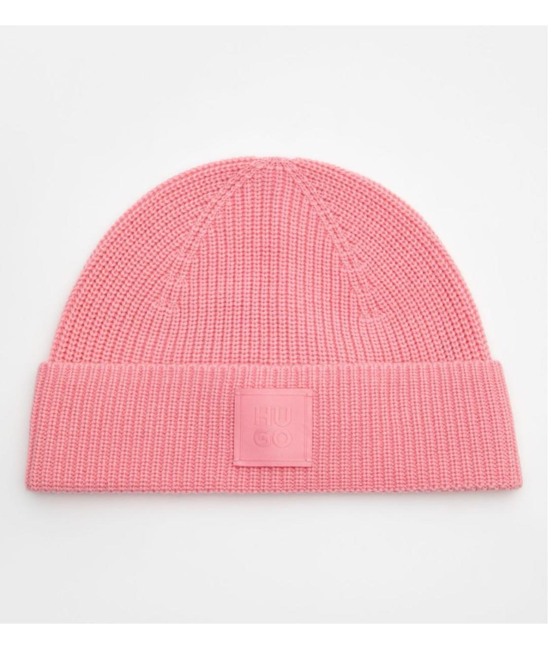 HUGO Розовая шерстяная шапка, фото 4