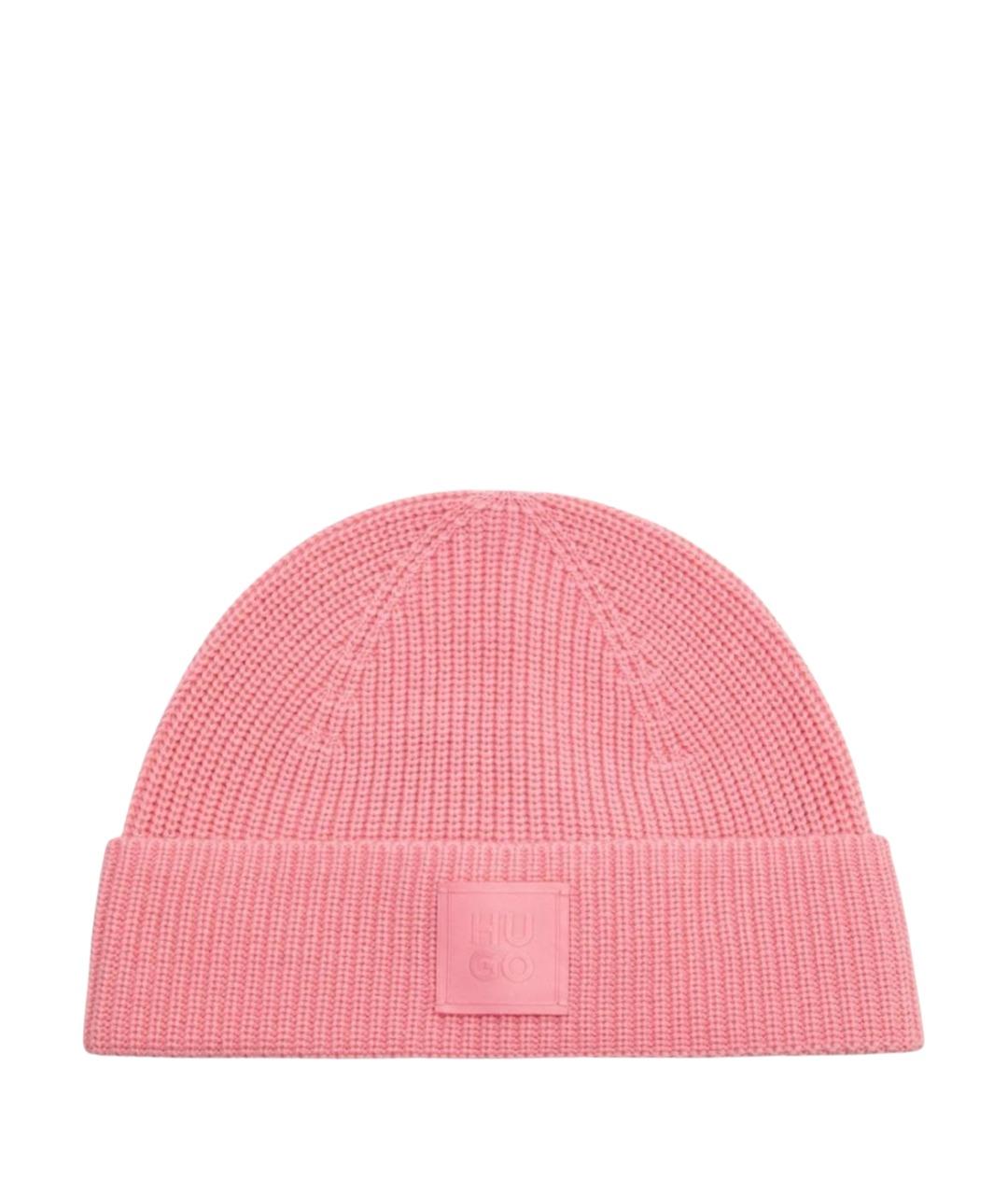 HUGO Розовая шерстяная шапка, фото 1