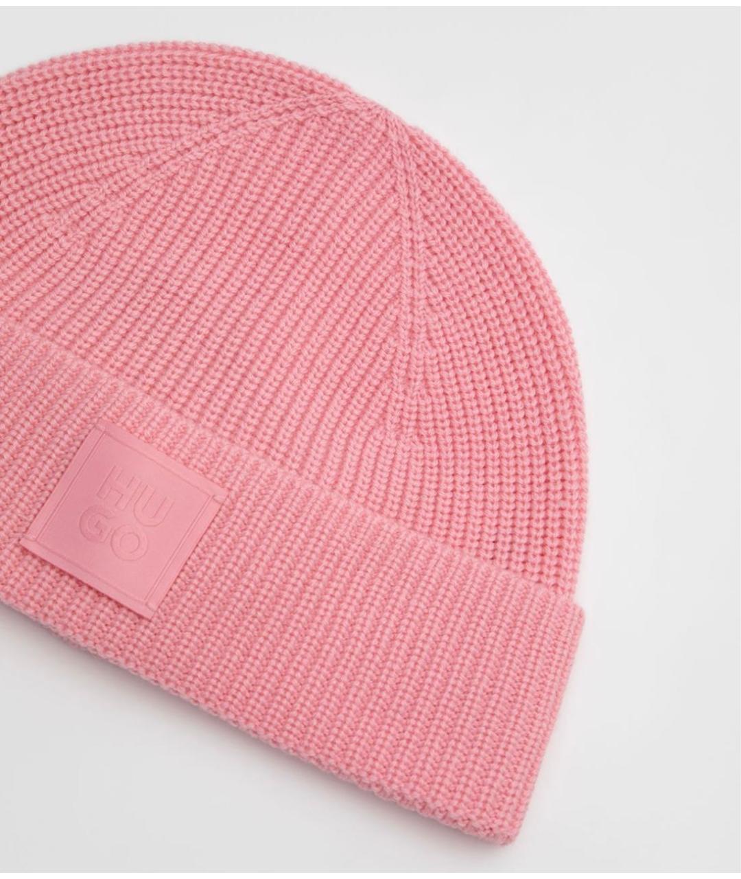 HUGO Розовая шерстяная шапка, фото 2