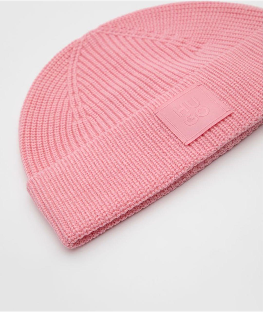 HUGO Розовая шерстяная шапка, фото 3