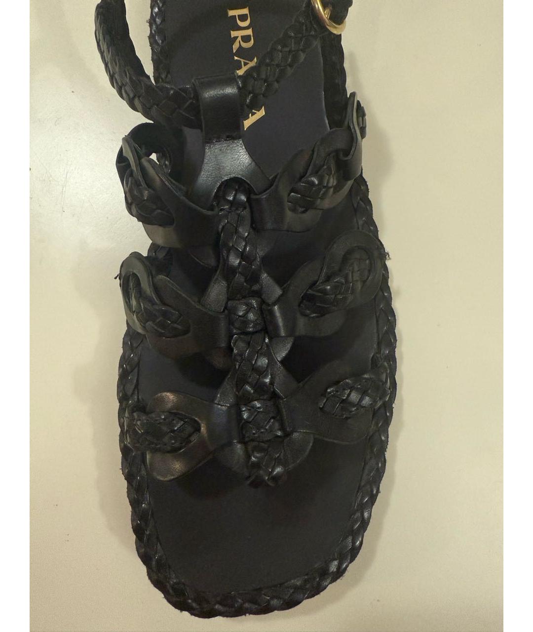 PRADA Черные кожаные сандалии, фото 3