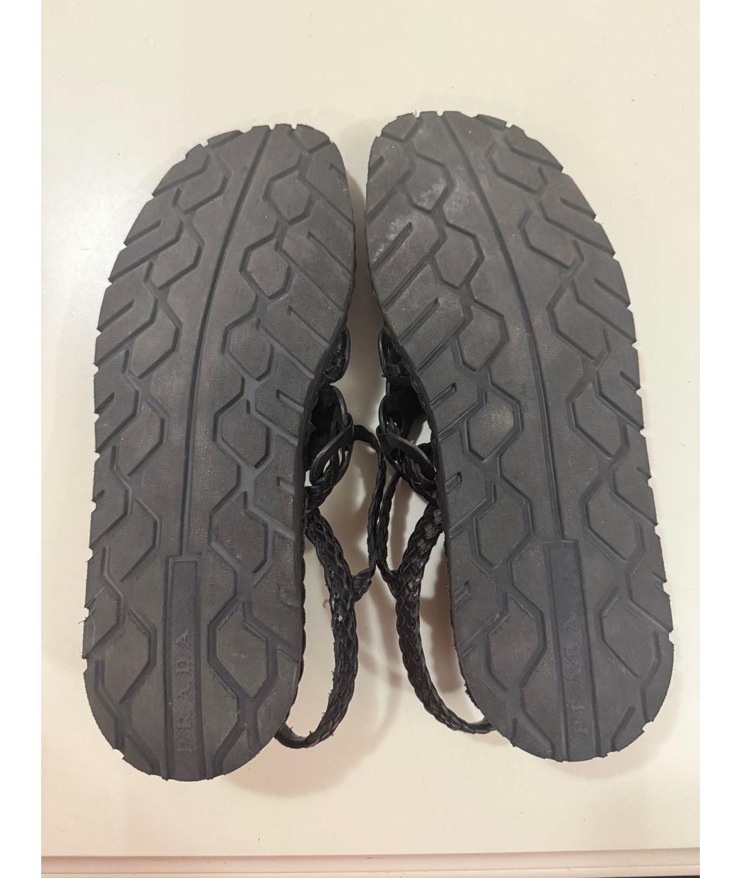 PRADA Черные кожаные сандалии, фото 4