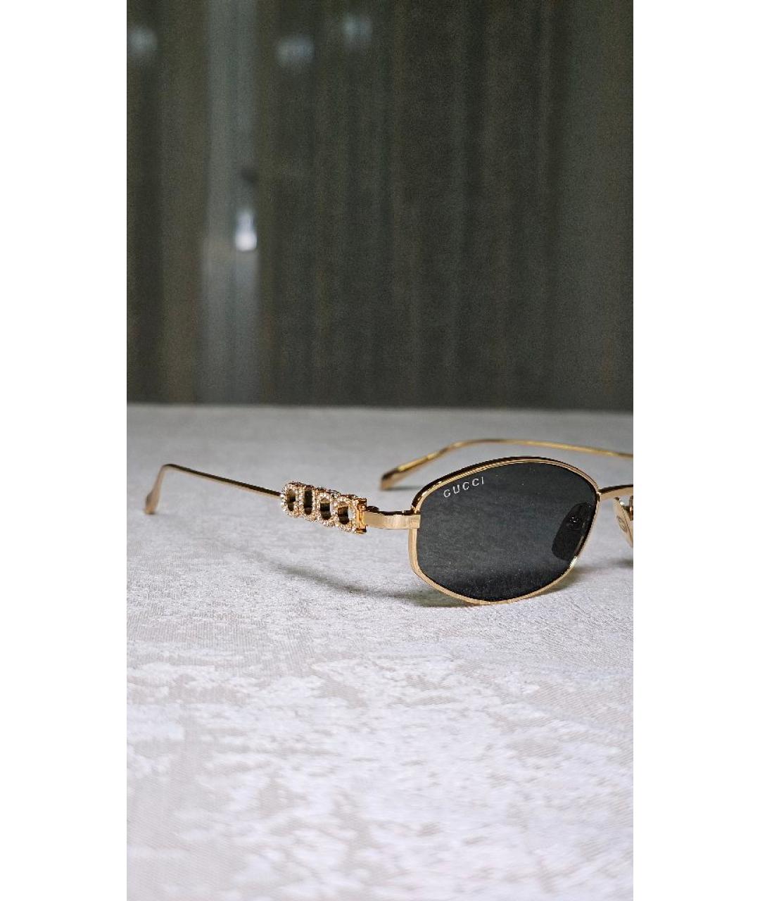 GUCCI Золотые металлические солнцезащитные очки, фото 2