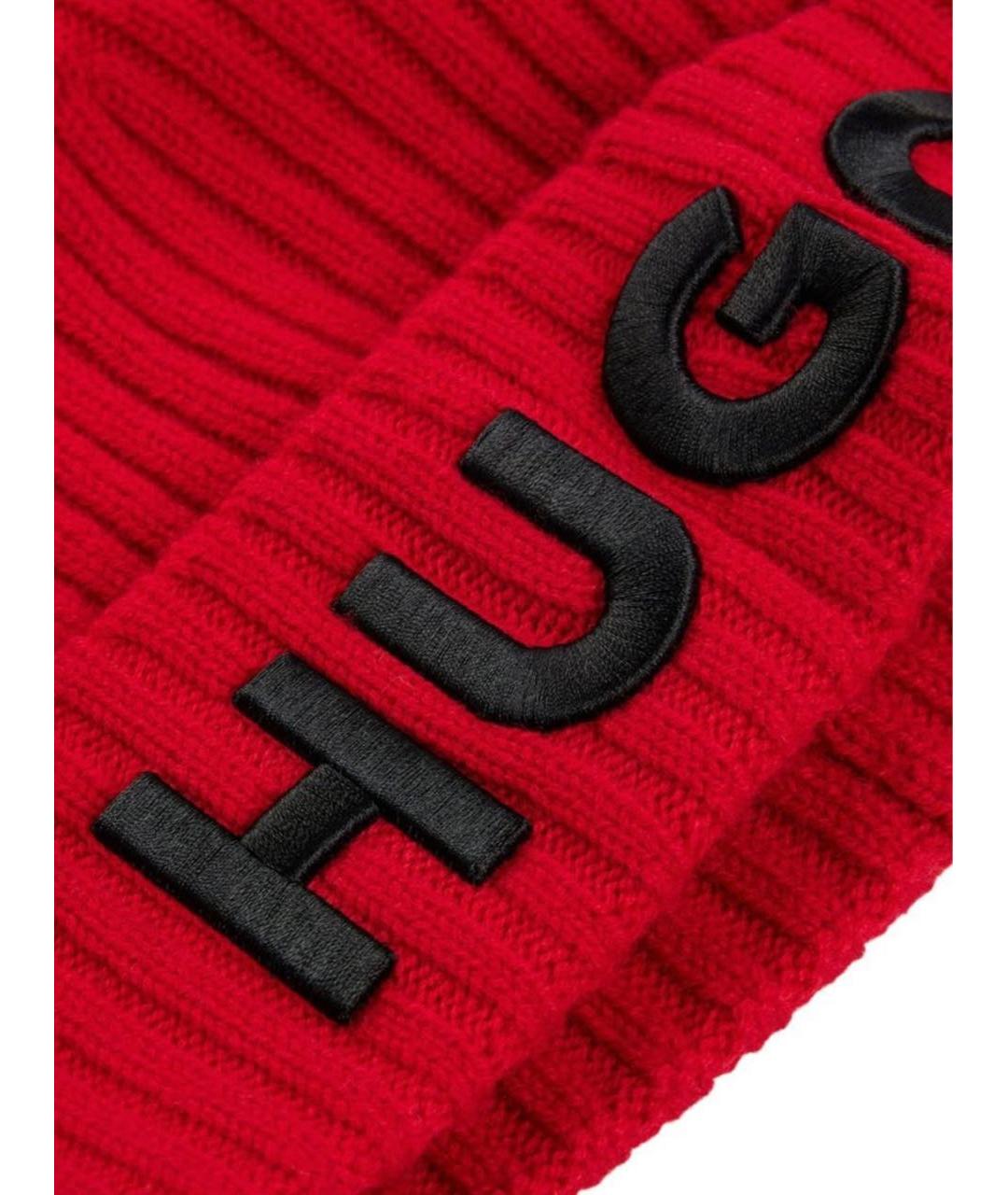 HUGO Красная шерстяная шапка, фото 3