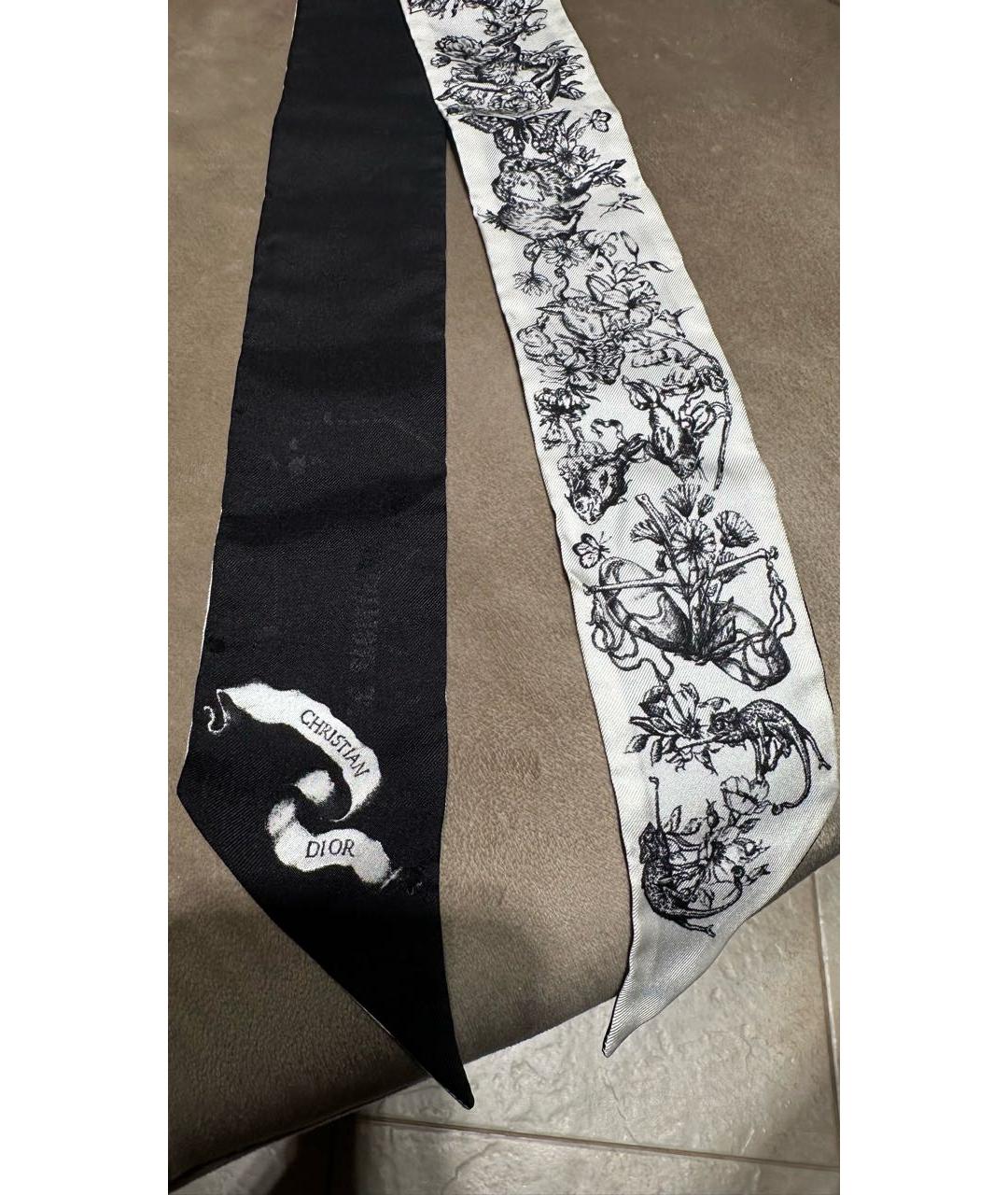 CHRISTIAN DIOR Черный шелковый платок, фото 2