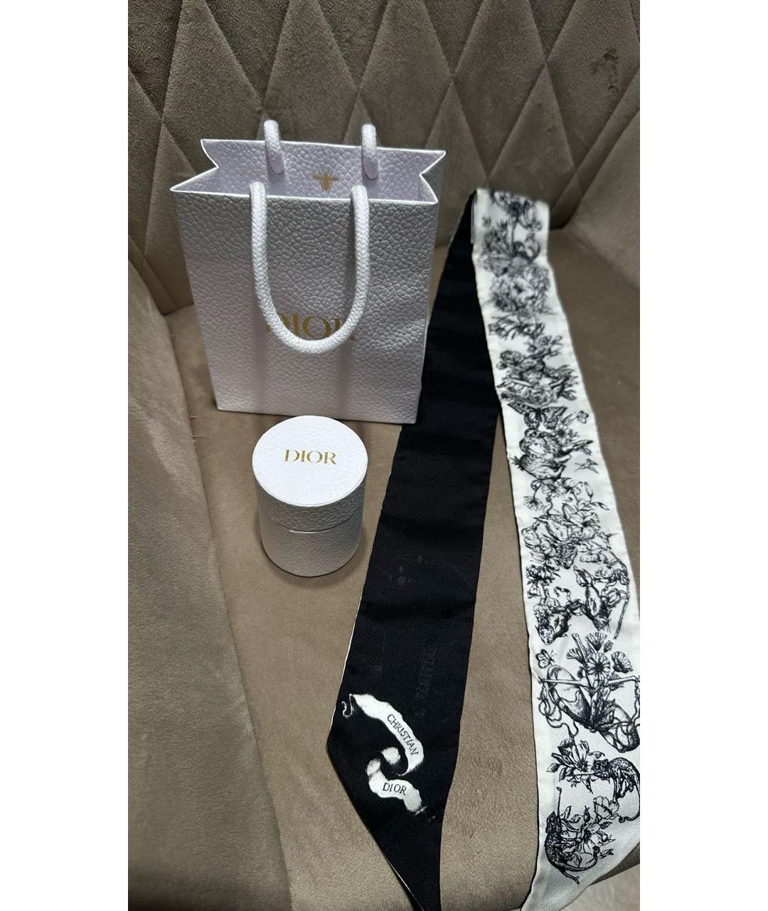 CHRISTIAN DIOR Черный шелковый платок, фото 4