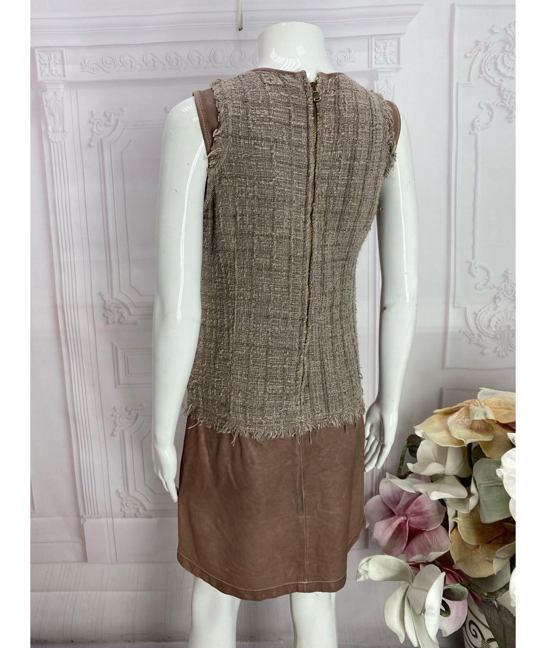 JO NO FUI Бежевое кожаное повседневное платье, фото 2