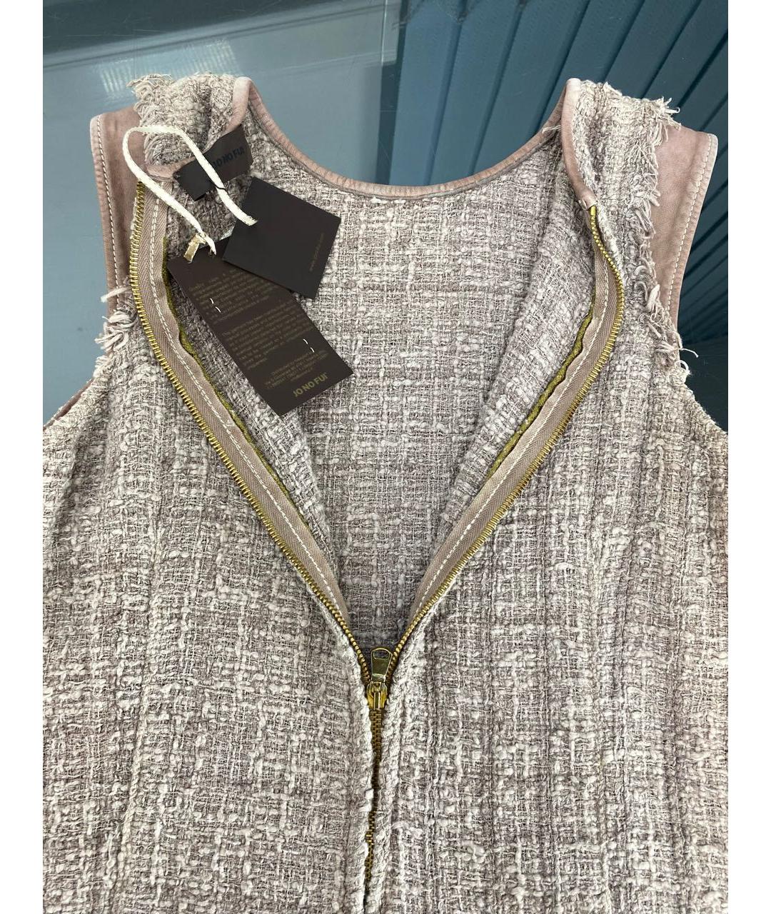 JO NO FUI Бежевое кожаное повседневное платье, фото 3