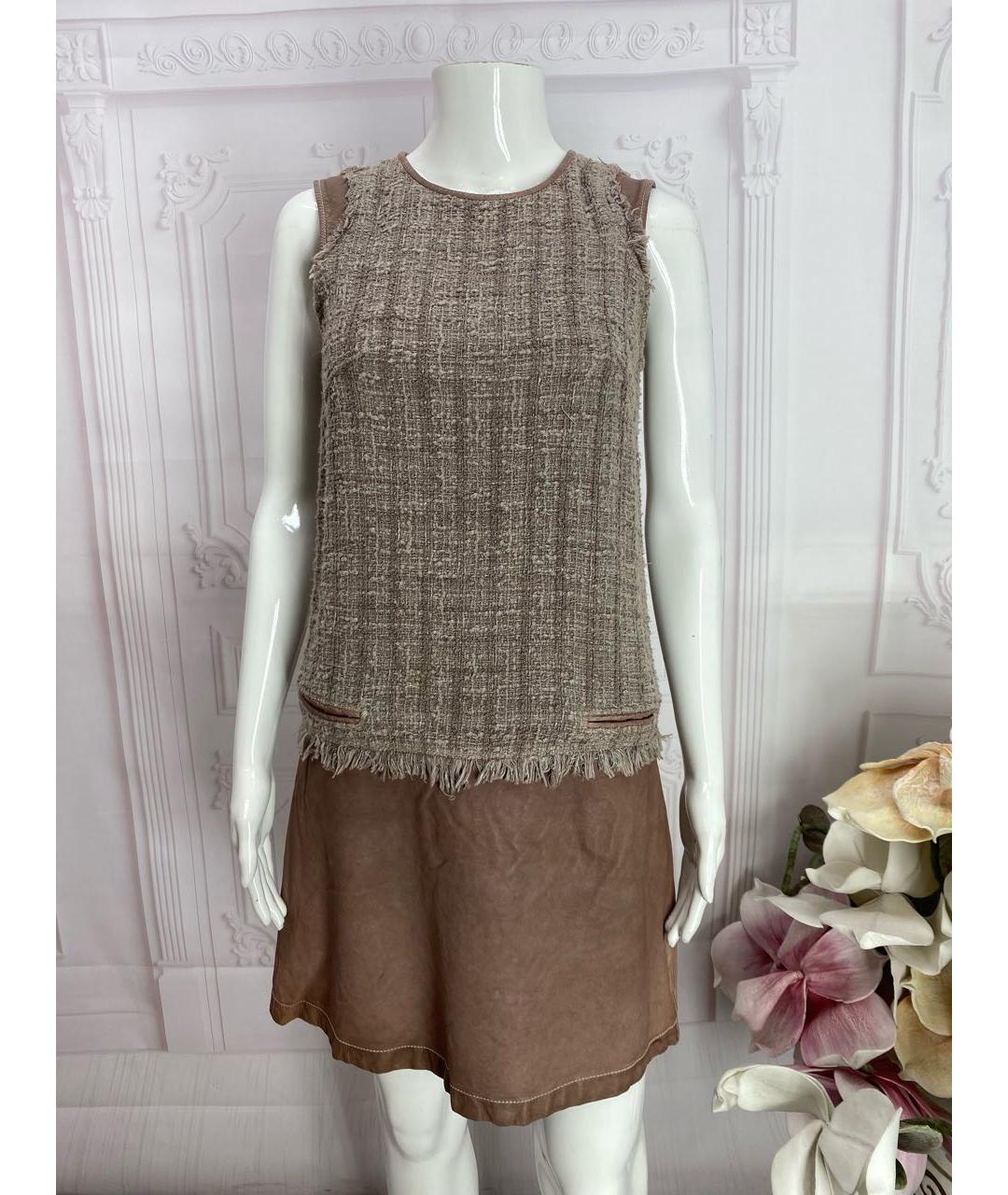 JO NO FUI Бежевое кожаное повседневное платье, фото 5