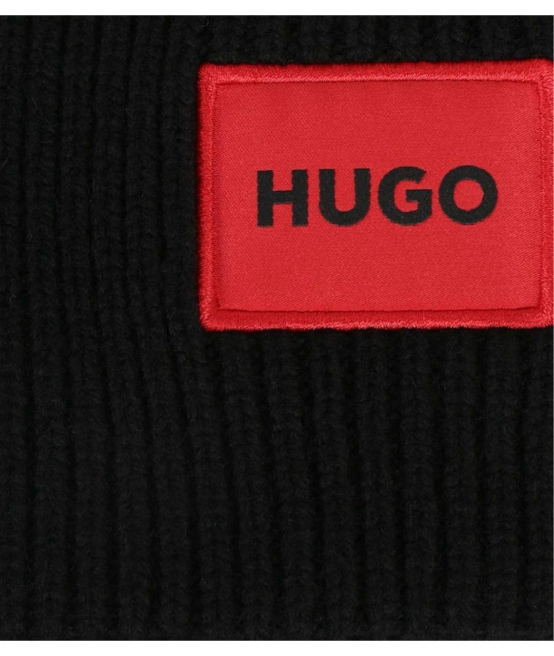 HUGO Черная шерстяная шапка, фото 3